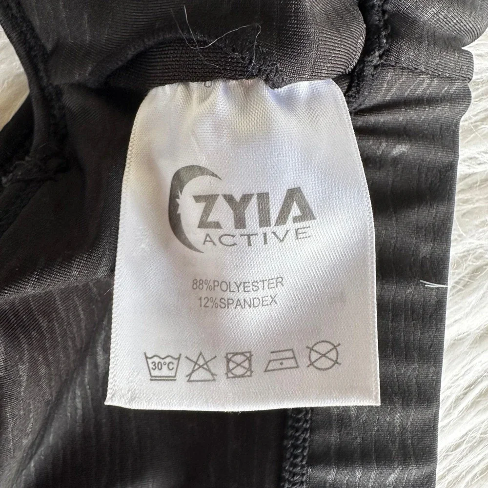 Zyia Active Sports Bra Black Space Dye Laser Cut Mesh Racerback Active Sz Medium